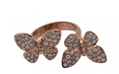 Diamond and Pink Diamond Butterfly Ring