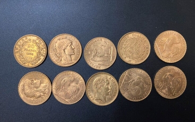 Dix pièces de 20 francs or - 64.55 g - Lot 16 - A.Blanchy | E.Lacombe - Bordeaux Chartrons - Bordeaux Enchères