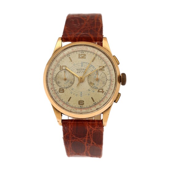 NOT SOLD. Dogma: A gentleman's wristwatch of 18k gold. Model Prima, case back no. 782418....