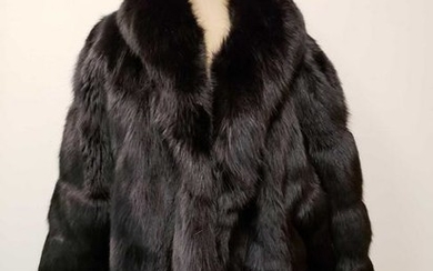 Dyed Black Fox Fur Coat