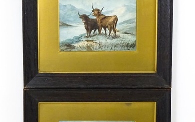 E. J. B. Evans, Early 20th century, Two Scottish loch landscapes with Highland cows. One titled Loch