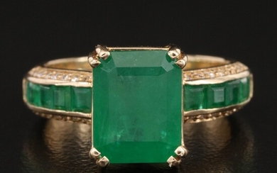 EFFY 14K Emerald and Diamond Ring with 3.70 CT Center