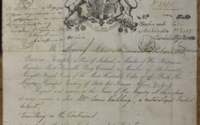 EPHEMERA. A passport awarded to Louis Kuhling 'a naturalized British subject, travelling on the