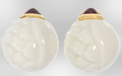 Earrings: Bvlgari 'Chandra' porcelain earclips with tourmalines, 18K...