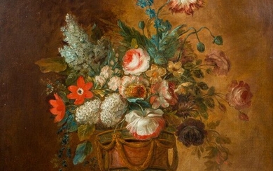 Ecole Flamande vers 1800, suiveur de Jean-Baptiste BOSSCHAERT, Bouquet de fleurs dans un vase à...