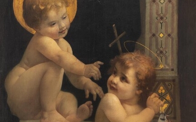 Ecole française du XIXe siècle, "L'enfant Jésus disputant à Saint Jean-Baptiste une colombe"