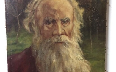 Ecole russe XIXème. HST figurant un portrait probable de Léon Tolstoï (1828-1910) Non signée (Indication...