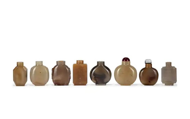 Eight Chinese agate snuff bottles Late Qing dynasty-20th century Comprising five of...