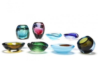 Eight Sommerso Glass Objects