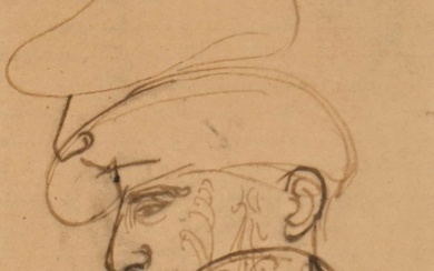 Emile BERNARD (1868-1941) "L'Ange gardien ou Gauguin et l'ange" (1888), Encre et lavis d'encre sur...