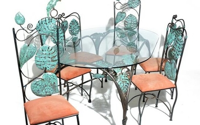 Emilia Castillo 7-piece patinated metal dining set