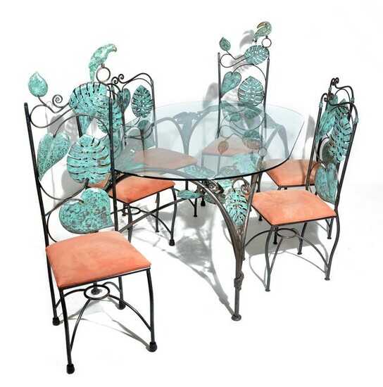 Emilia Castillo 7-piece patinated metal dining set