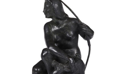 Emilio Monti (1901-1981), a bronze group of Diana the Huntress