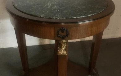 Empire Carved Inlaid Marble Top Table