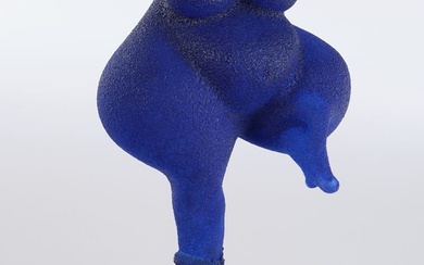 Engman, Kjell, Kosta Boda, "Blue People", sculpture en verre, bleu, torse féminin, sur une tige...