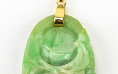 Estate 14kt Yellow Gold & Jade Necklace Pendant