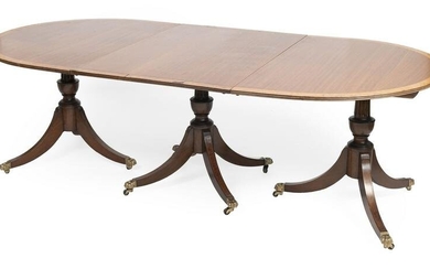 FEDERAL-STYLE THREE-PART PEDESTAL DINING TABLE 20th
