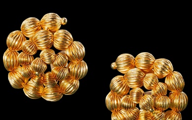 FINE PAIR OF GOLD LALAOUNIS EAR CLIPS.