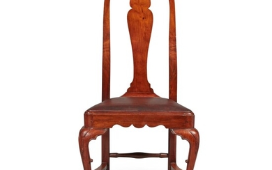 Fine and Rare Queen Anne Carved Walnut Compass-Seat Side Chair, Boston, Massachusetts, Circa 1740
