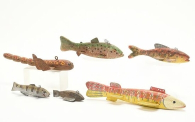Folk Art Fish and Dragonfly Lures.