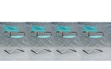 Four [4] Mid-Century Modern Chrome Directors Chairs