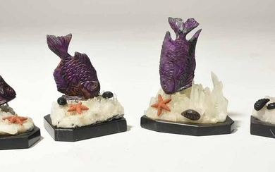 Four Unique Carved Fish Sculptures