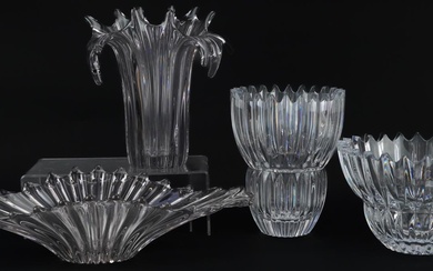 Four contemporary art glass vases including two Slovenian ex...