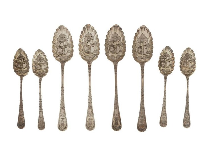 Fourteen George III Silver Berry Spoons