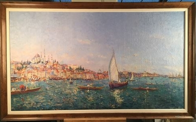 François NICOT (1873-1945). View of Constantinople. Oil on...