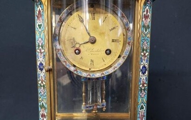 French Brass & Champleve Onyx Clock, Medaille D