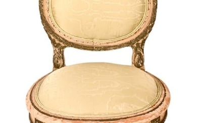 French Louis XVI Carved Upholstered Side Chair