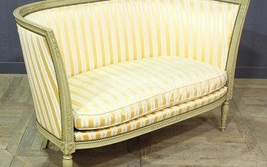 French Louis XVI Style Carved and Painted Settee