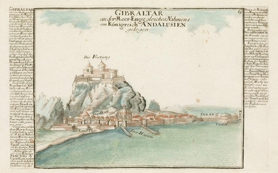 GABRIEL BODENEHR (1678 / 1758) "View of Gibraltar"