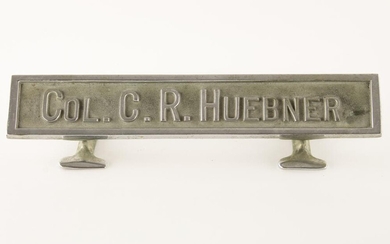 GEN. CLARENCE R. HUEBNER'S WARTIME DESK NAME PLATE