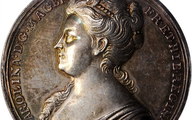 GREAT BRITAIN. Caroline Coronation Silver Medal, 1727. London Mint. PCGS SPECIMEN-63.
