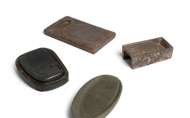 GROUP OF FOUR INK STONES HAN TO QING DYNASTIES