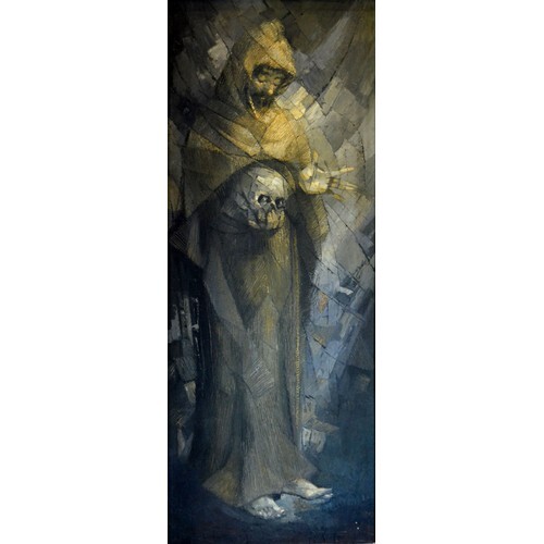 Garmison 'St. Francis of Assisi' oil on board, 132 x 51 cms