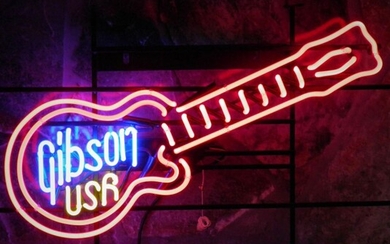 Gibson USA Guitar 3 Color Neon Sign