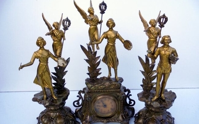 Gold plated French Clock with Angels