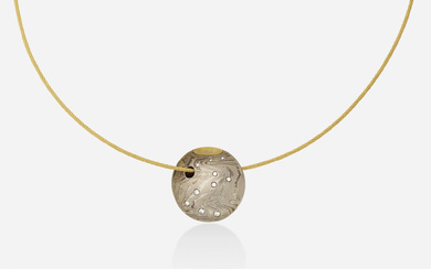 Gold, steel, and diamond necklace