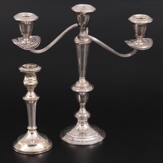 Gorham "Puritan" Weighted Sterling Silver Candelabra with Other Candlestick