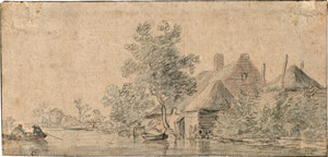 Goyen, Jan Josefsz. van - zugeschrieben – Holländische Flusslandschaft mit Booten.