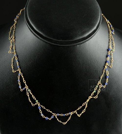 Greek Hellenistic 23K+ Gold & Glass Bead Necklace