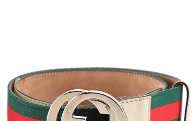 Gucci Web Canvas and Leather Belt