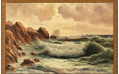 Guido Odierna Large Original Oil Painting On Canvas Signed Ocean Shore Waves
