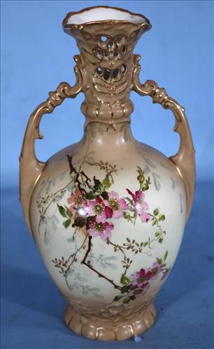 Hand painted Victorian vase, 11 in. T.