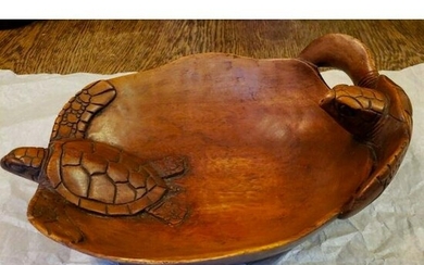 Handcarved Wooden Sea Turtle Bowl
