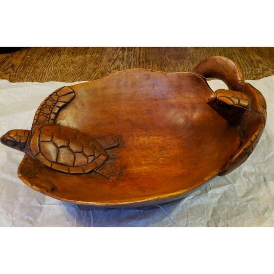 Handcarved Wooden Sea Turtle Bowl