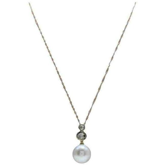 Handcrafted Pendant Necklace Gold Silver Diamond Pearl