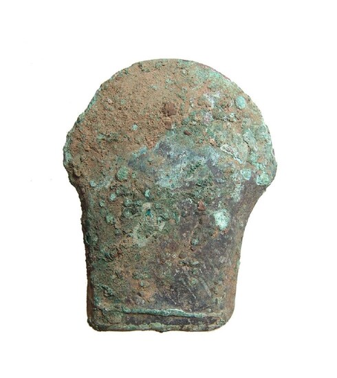 Heavy Chinese bronze socketed axe w/ wood remnants